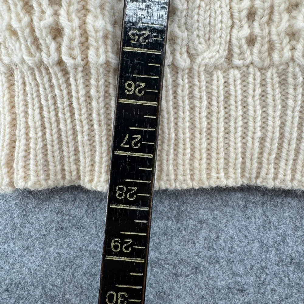 Mairtin Standun Irish Aran Wool Sweater Beige Cable Knit Crewneck Ireland L